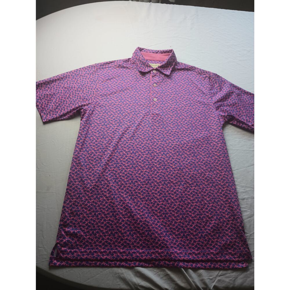 Avalon Country Club Donald Ross Palm Tree Pink‎ Blue Golf Polo Men Small